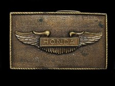 NE29137 VINTAGE 1970s HONDA MOTORCYCLE WINGS LOGO BIKER BRASSTONE BUCKLE