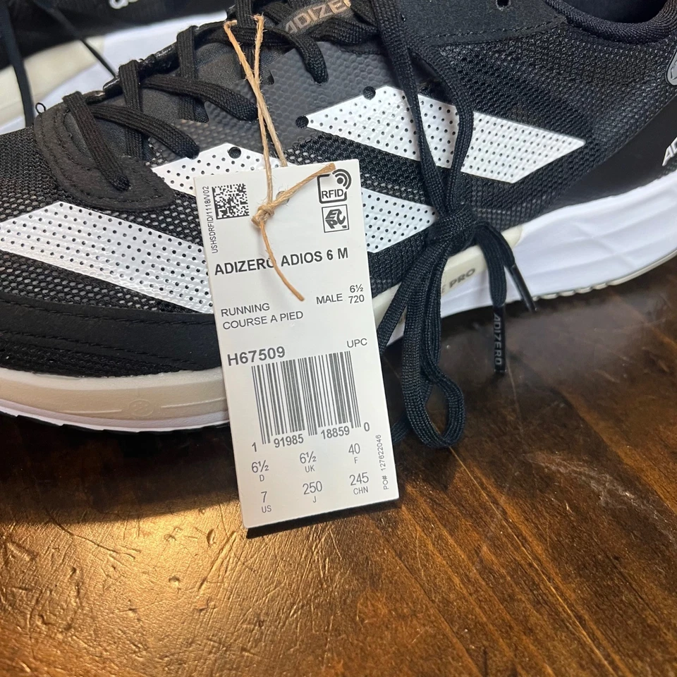 Adidas Adizero Adios 6 M Zapatos para Correr Negros Blancos Para Hombre Talla 7 Nuevos con Caja Foto 2 de 4