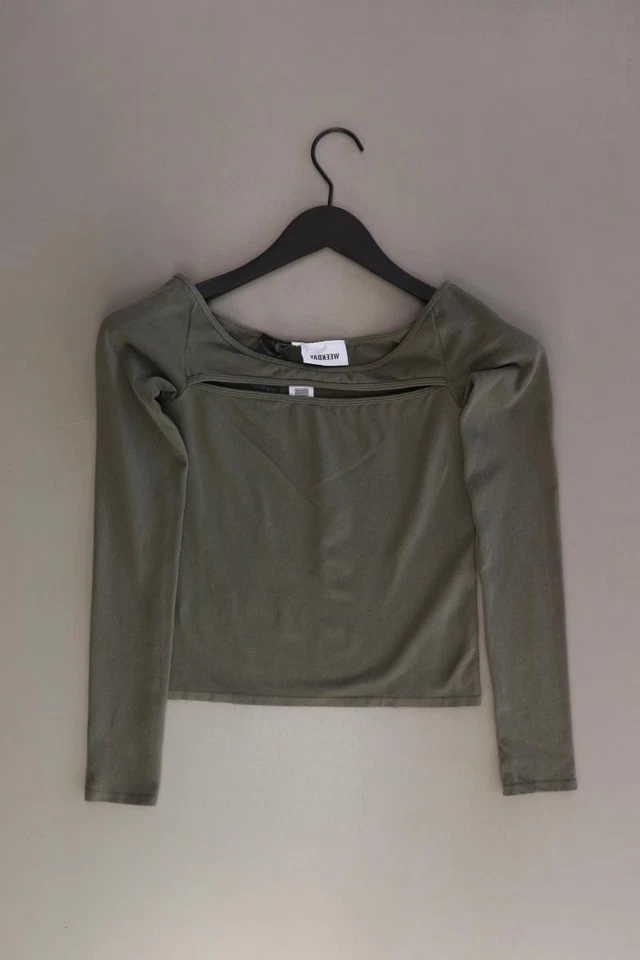 ✨ Weekday Cropped Shirt Regular Shirt für Damen Gr. 32, XS Langarm olivgrün ✨ - Bild 4 von 4