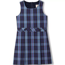 Lands' End School Uniform Size 10 Girls Plaid Jumper Top of Knee French Blue
