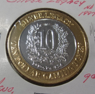 SILVER LEGACY CASINO 1997 $10 TEN DOLLAR GAMING SLOT TOKEN Reno NV
