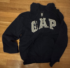 GAP Women s S Black Logo Fleece Pullover Hoodie Solid Long Sleeve Hooded