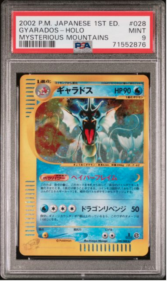 2002Pokemon Japanese Mysterious Mountains Gyarados Holo #028 1stEd PSA9 Skyridge