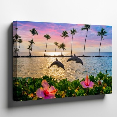 Wall Art Serene Tropical Beach Scene At Sunset  Canvas Print Canvas