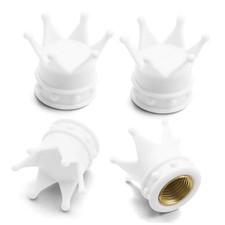 4pcs Crown Tire Valve Stem Caps Universal Air Stem Cap Tire Air Valve White