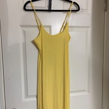 Fashion Nova Ajay Maxi Dress Butter Yellow Jersey Knit Spaghetti Strap Size M