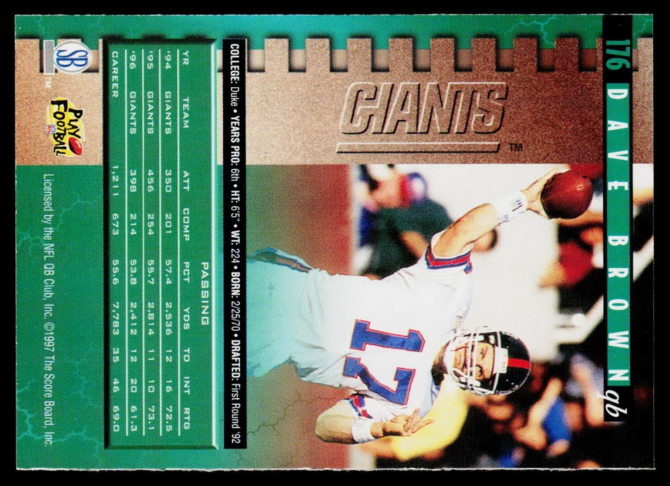 1997 Pro Line #176 Dave Brown - Image 2 of 2