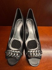 CHAPS Black Faux Leather Womens Pump Dress Shoes US 7.5 B