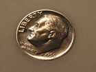 USA Silver  1959 Roosevelt Dime UNC proof, just beginning to rainbow