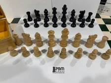 EBONIZED BOXWOOD CHESS SET 3.5" KING DOUBLE WEIGHTED WOOD BOX LAST ONE SPECIAL S