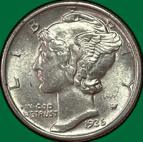 1936 Mercury Dime Choice Almost Uncirculated AU+/UNC Coin #36878