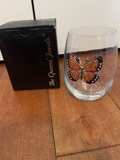 The Queens’ Jewels Monarch Butterfly Jeweled Stemless Wine Glassware