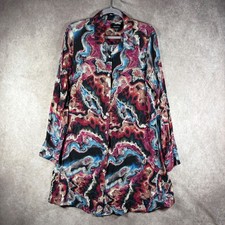 Karen Kane Shirt Dress Women XL Multicolor Geode Print Button Down Long Sleeve