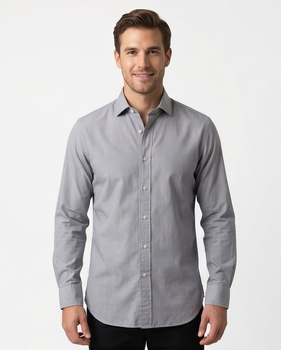 Polo Ralph Lauren Slim Fit Gray Dress Shirt Men 15 32/33 Cotton Button