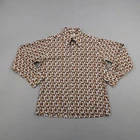 Vintage Sears Kings Road Shirt Mens Large Brown Abstract Dagger Collar Disco 70s