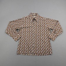 Vintage Sears Kings Road Shirt Mens Large Brown Abstract Dagger Collar Disco 70s