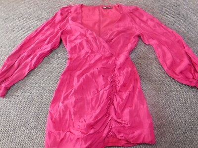 Zara Dress Small Medium Pink A-line mini women ruched v-neck dress formal | eBay Zara Dress Small Medium Pink A-line mini women ruched v-neck dress formal | eBay