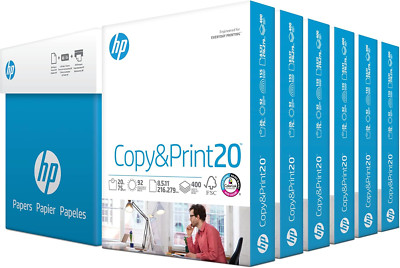 HP Printer Paper - Copy and Print, 20 lb., 8.5'' x 11'', 2,400 Sheets, 6 Pack