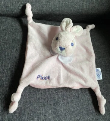 2146🌟Doudou PICOT 2 Lapin Rose / Bleu Rabbit Baby 4 Noeuds - Photo 1/4