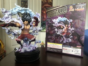 Megahouse One Piece P O P Pop Genuine Monkey D Luffy Gear 4 Snakeman Figure Ems One Piece Japanese Anime Collectables