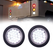 2x White 4 Inch 24 Led Round Reverse Backup Truck Trailer Bus Tail Light 12v