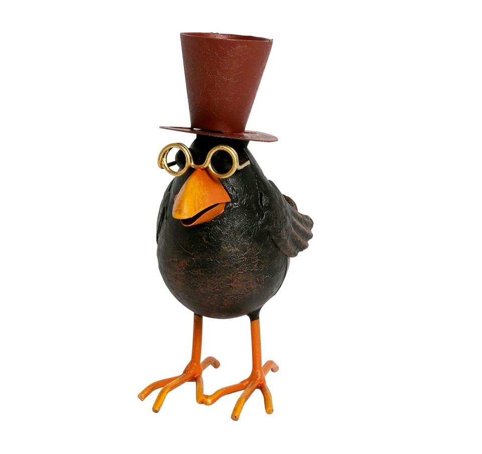 Metall Figur Rabe mit Schirm H: 20-26cm oder Rabe auf Stab H: 106 cm ...