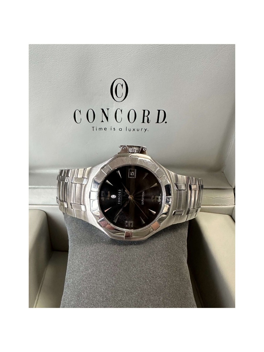 Concord Saratoga 37mm Quartz Sapphire Crystal Steel Box & Links 14