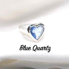 Heart Shaped Ring Blue Topaz Gemstone Ring 925 Sterling Silver Designer Ring