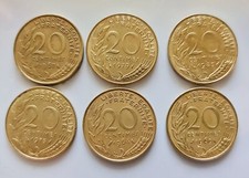 COIN VINTAGE AUTHENTIC LOT OF 6 FRANCE 20 CENTIMES 1964-1983