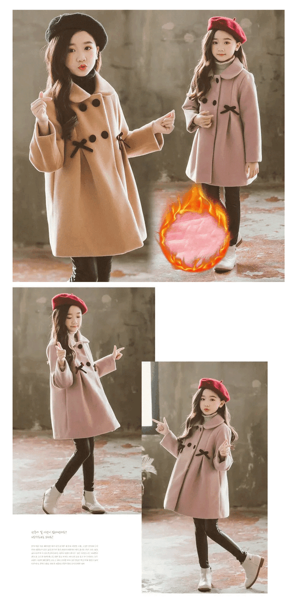 ZAXARRA Baby Girl's Wool Blend Trench Coat – Warm Winter & Fall Dressy Outwear