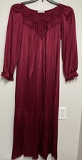 Vintage Union Miss Elaine Red Silky Lace Long Small Nightgown Victorian Coquette