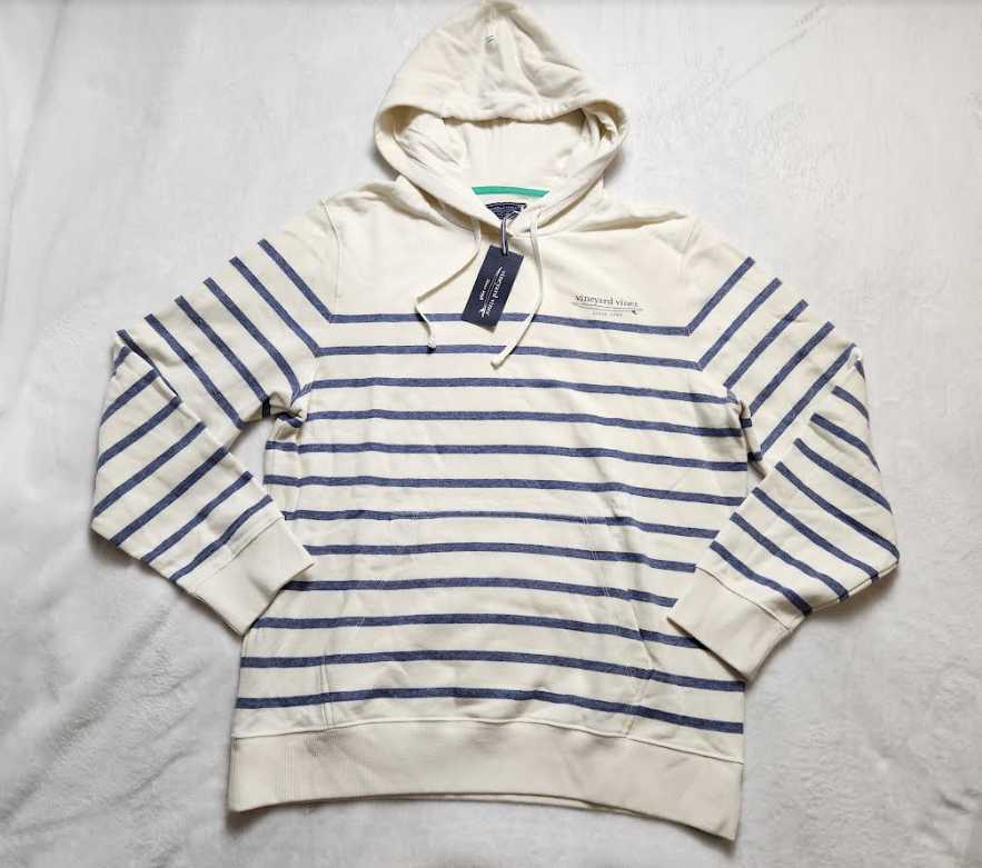 Vineyard Vines Surfside Striped Hoodie for Men - Sizes S M L XL - Marshmallow Color