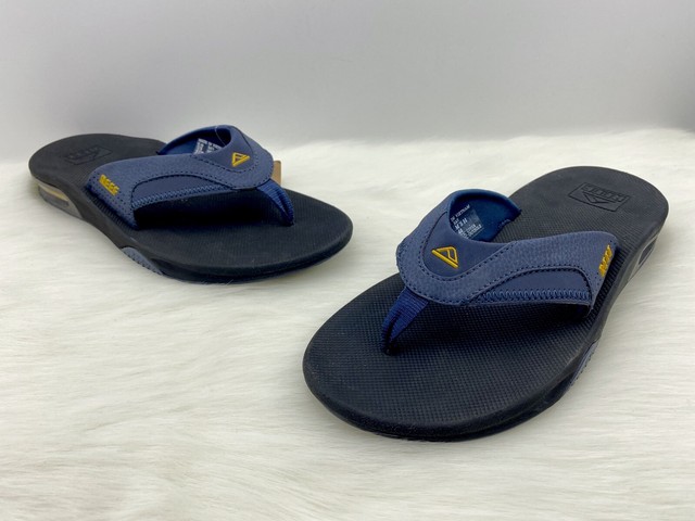 Reef Fanning Sandals Flip Flops Navy Yellow Waterproof Bottle Opener Mens 8 for sale online | eBay