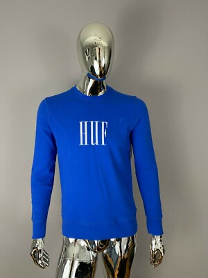 HUF Worldwide Men Blue Graphic Long Sleeve Shirt Size S