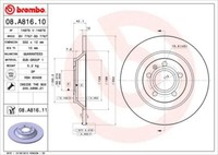 2X Brembo 08.A816.11 Bremsscheibe FüR Audi