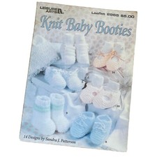 Knit Baby Booties - Leisure Arts Knitting Pattern Leaflet 2965 - 14 Designs