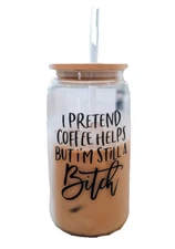 I pretend coffee helps but 16oz Glass Libbey Can Tumbler Clear or Frosted