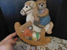 Styrene Teddy Bear On a Rocking Horse Wall Hanging - Frankies Designs 1986