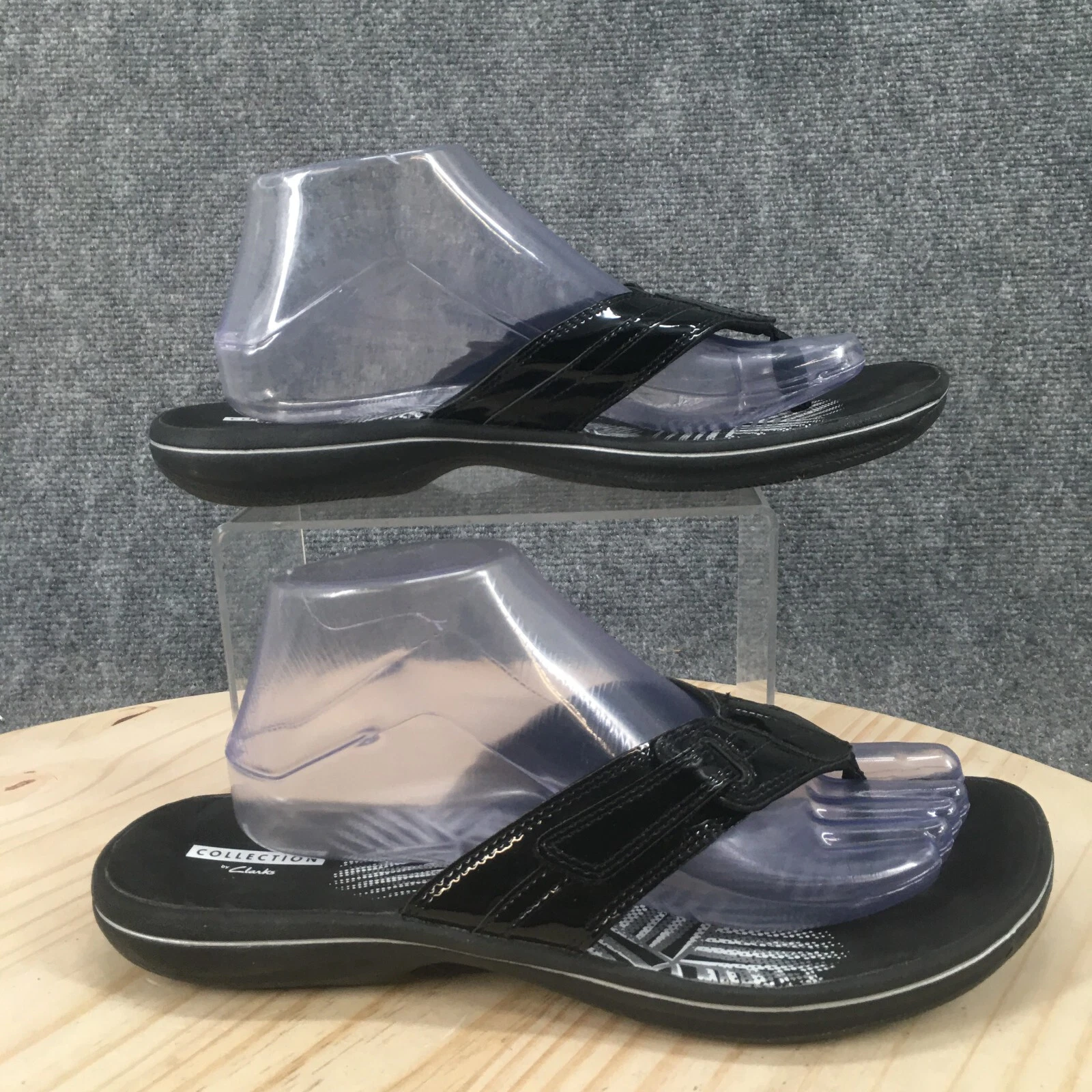 Collezione By Clarks sandali donna 9 M infradito neri slip on punta aperta casual