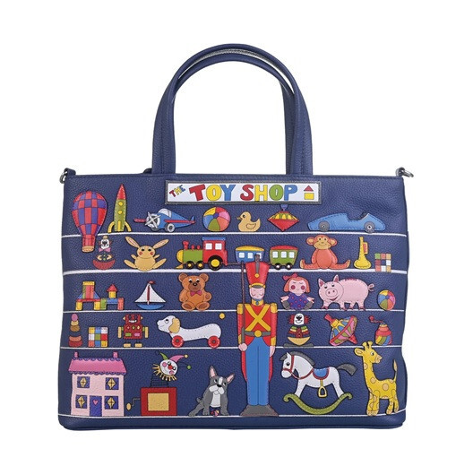 Mala Leather Toy Shop Beaus Dog Large Grab Shoulder Handbag + Dust Bag Blue 7295