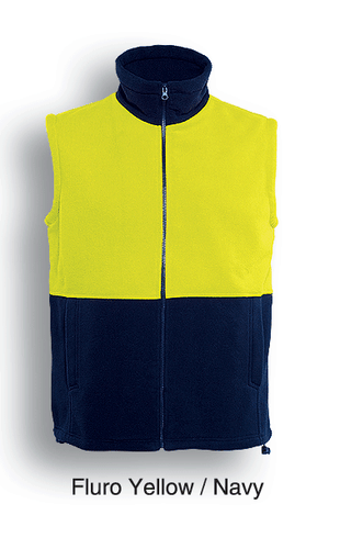 High-Vis Hi-Vis Fluro Polar Fleece Full Zip Safety Vest Protective Gear Day Use - Foto 3 di 3