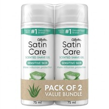 2 x Gillette Satin Care Sensitive Skin Shave Gel Regular Scented Shave Gel- 75ml 59.87 per litre