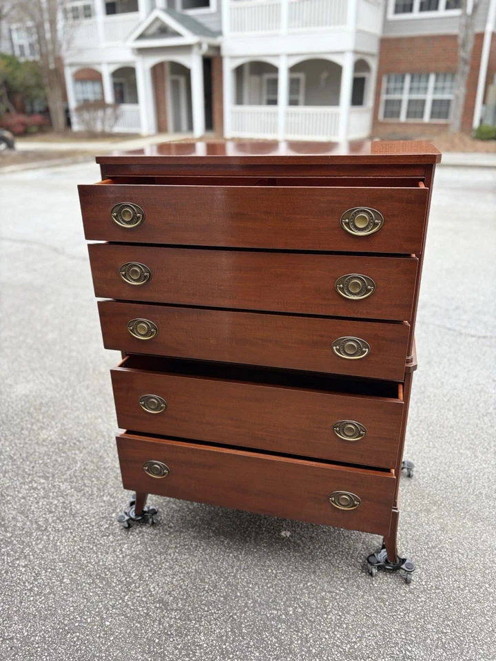 Vintage Mahogany Veneer Highboy Chest of Drawer by Northern Furniture Co. - Image 3 of 4