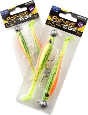 Gummishad mit Jigkopf 10cm 10+14g Iris Popeye to-go, Farbe:UV Mojito