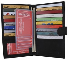 Long Genuine Leather 20 Slots Credit Card Holder with Hide Money Tall Wallet
