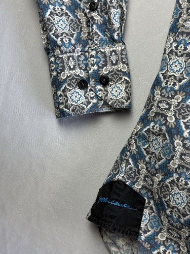 John Lennon Men’s Button Up Shirt Size Med Long Sleeve Flip Cuff Paisley Unique - Picture 10 of 10