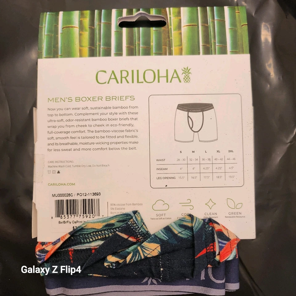 NUEVO (3) Pack de calzoncillos boxer Cariloha bambú para hombre en embalaje original Foto 2 de 2