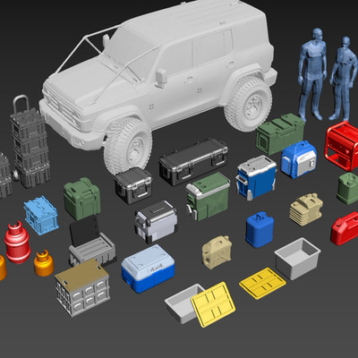 Diorama 1:24 Off Road Vehicle Equipment Model Garage Workshop Scene Props Model