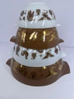 Vintage Pyrex Early American Set Cinderella Mixing Nesting Bowls 441 442 443 444