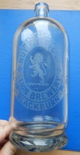 Early 40oz Nuttall Lion Brewery Blackburn soda syphon c1900 (J)